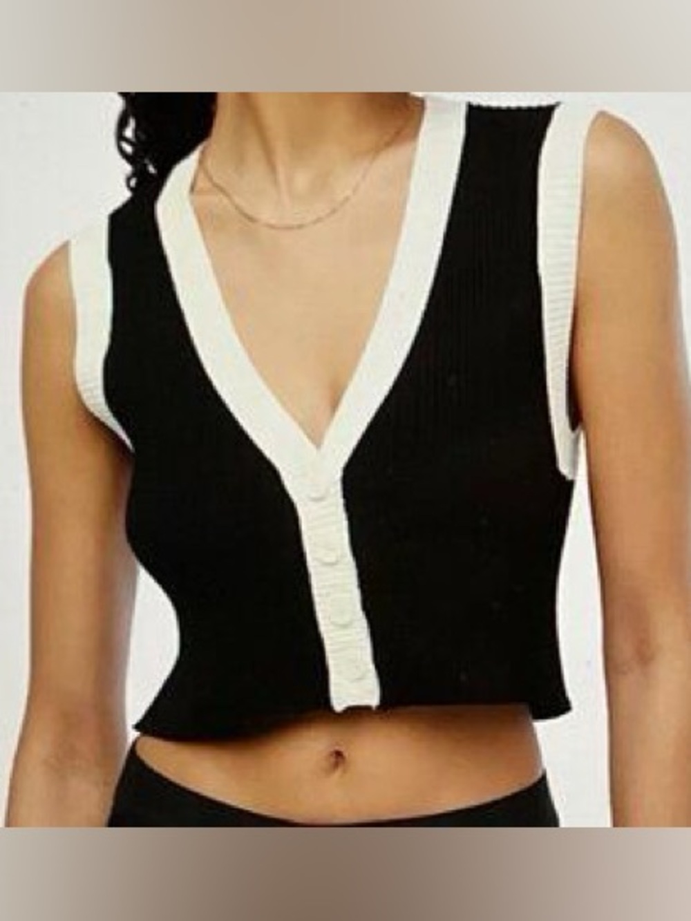 We Wore What Ribbed Button Front Top Size Medium